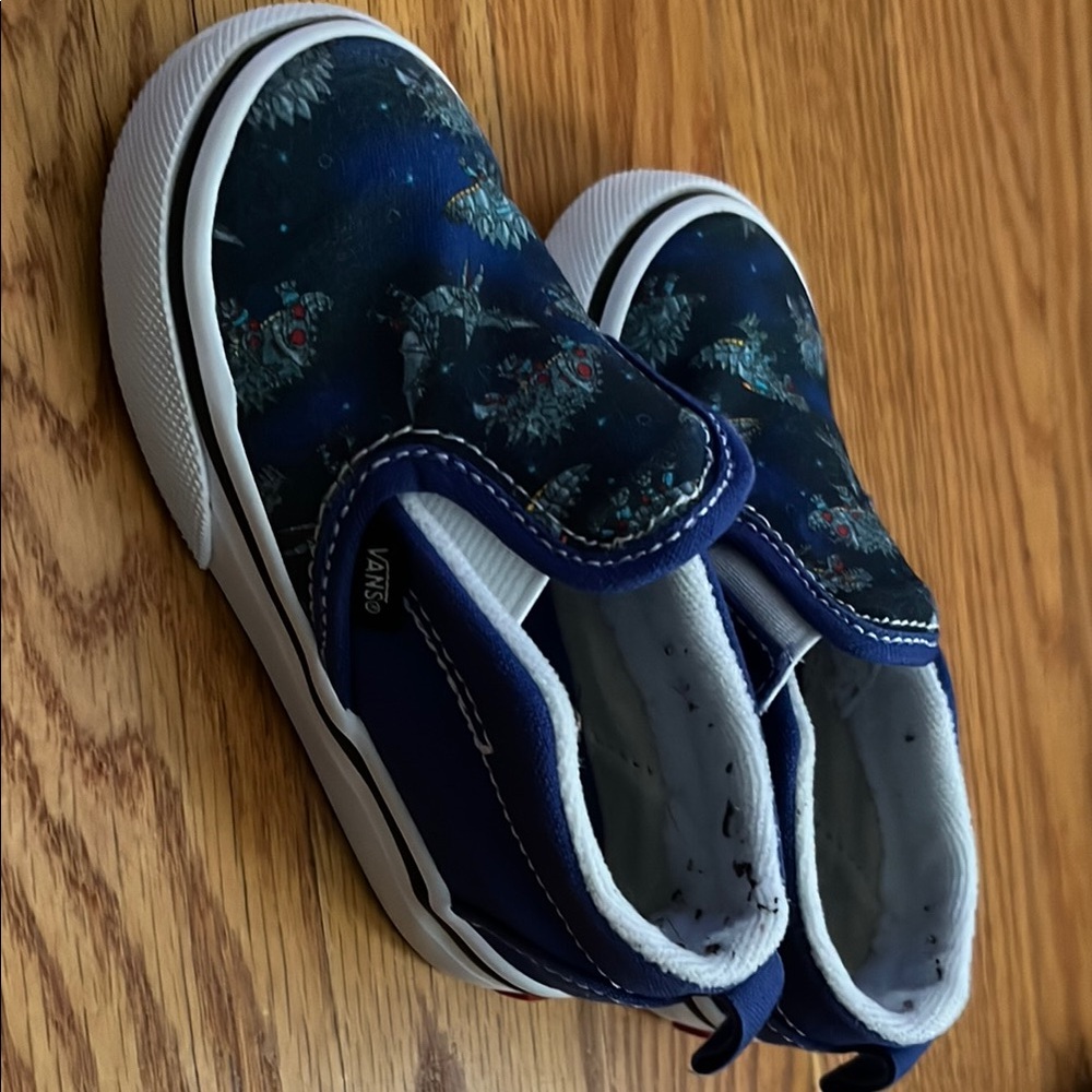 Vans Blue Slip-On Sneakers with Cosmic Print